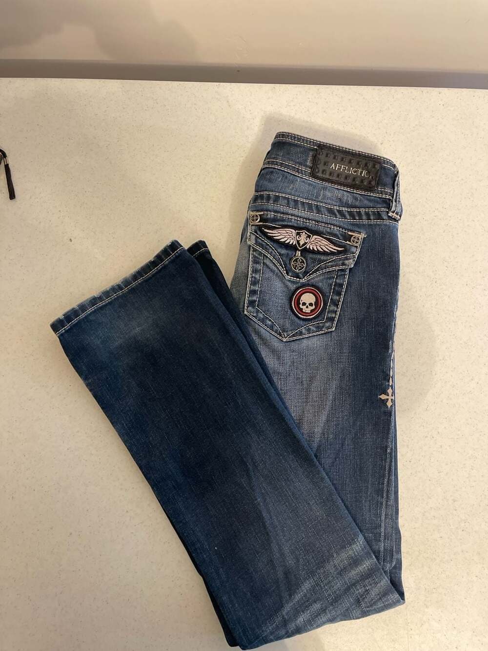 Affliction Black Premium Jade Boot Cut Studded Jeans Size 26 x 32